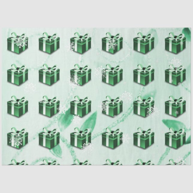 Green Christmas Gift Tissue Paper (Front)