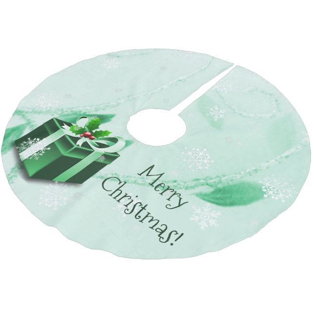 Green Christmas Gift Tree Skirt (Angled)