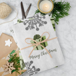 Green Christmas Gift Wrapping Paper Sheets