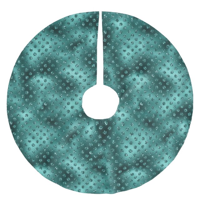 Green Christmas Glitter Dots        Brushed Polyester Tree Skirt (Front)