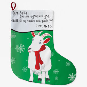 Green Christmas Goat Dear Santa I have been Good Large Christmas Stocking