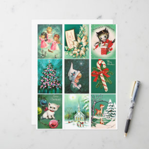 Green Christmas Green Card Clipart Sheet