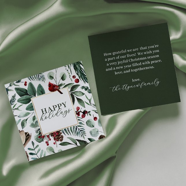 Green Christmas Greenery and Berries Holiday Card (Creator Uploaded)