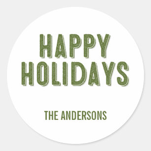 Green Christmas Happy Holidays Sticker