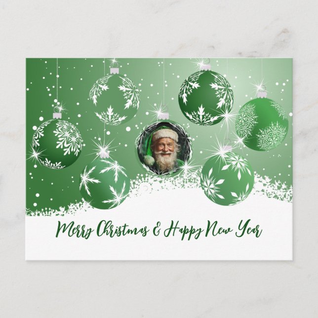 Green Christmas Holiday Postcard (Front)