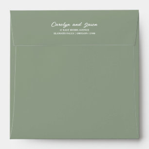 Green Christmas Holiday Return Address Script Envelope
