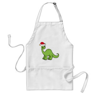 Green Christmas Kids Dinosaur Santa Standard Apron