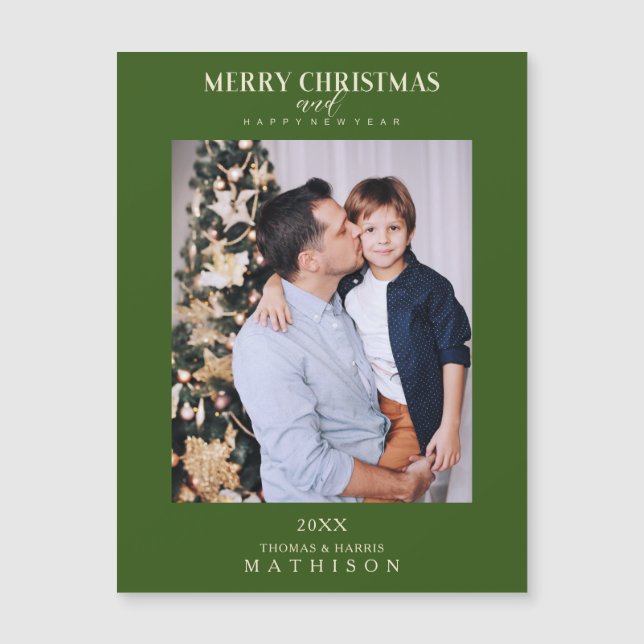 Green Christmas Modern Sophisticated Photo Family (Front)