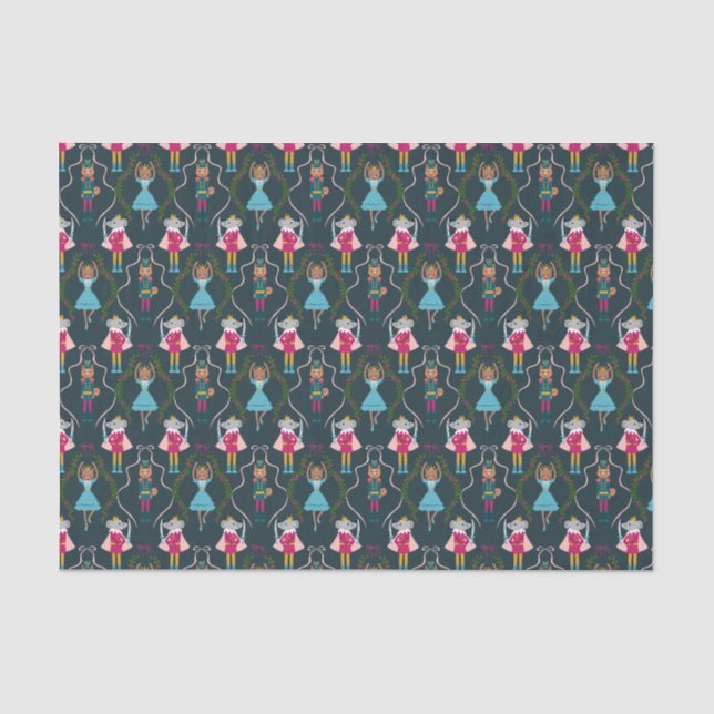 Green Christmas Nutcracker Pattern Tissue Paper (Front)