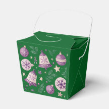 "Green Christmas Ornament and Bell Favour Box"