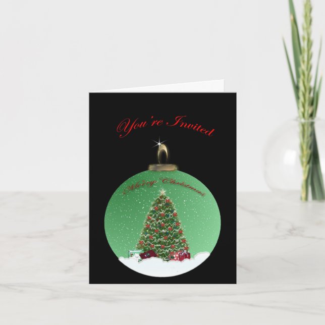 Green Christmas Ornament Invitation (Front)