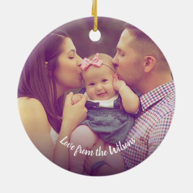 Green Christmas Ornament with personalised photo (Back)