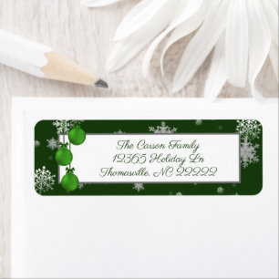 Green Christmas Ornaments Address Label