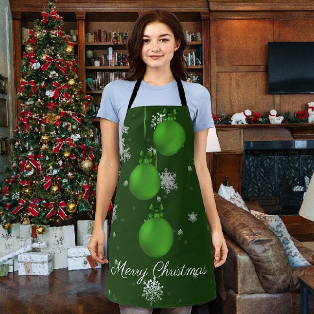 Green Christmas Ornaments Apron (Green Christmas Ornaments Apron)