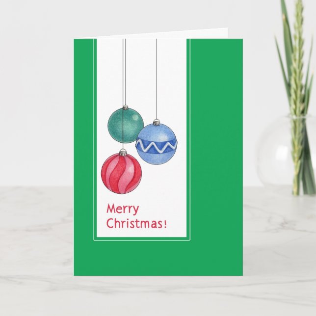 Green Christmas Ornaments Card (Front)