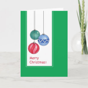 Green Christmas Ornaments Card