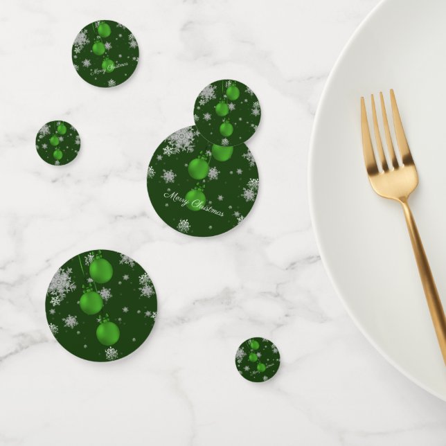 Green Christmas Ornaments Confetti (Group)