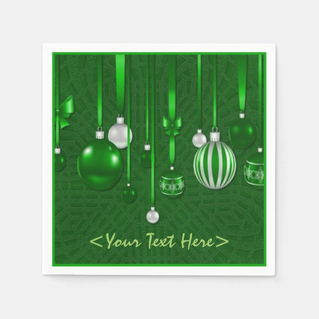 Green Christmas Ornaments Napkins (Front)