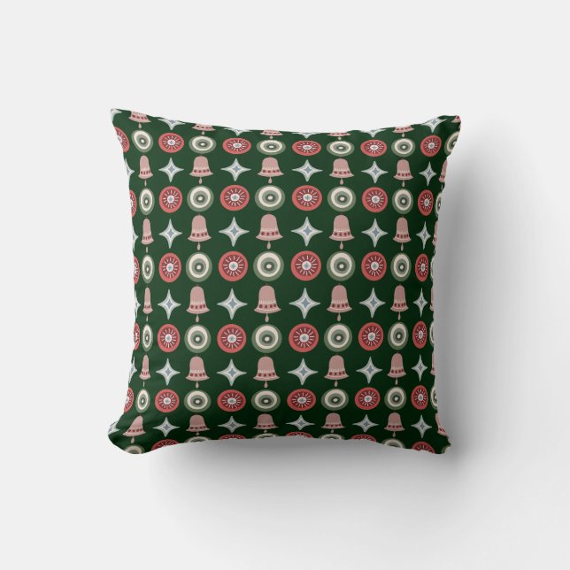 Green Christmas Ornaments Pillow (Front)
