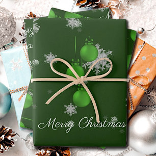Green Christmas Ornaments Wrapping Paper Sheets