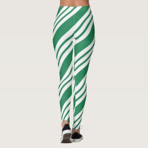 Green Christmas Party Holiday Candy Cane Leggings