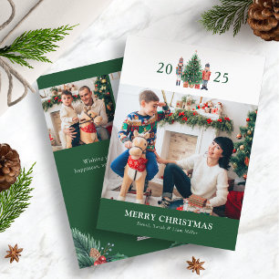 Green Christmas Photo Collage Holiday Card