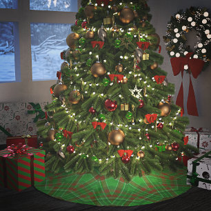Green Christmas Plaid Brushed Polyester Tree Skirt