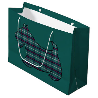 Green Christmas Plaid Scottish Terrier Gift Bag