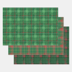 Green Christmas Plaid Wrapping Paper Sheet