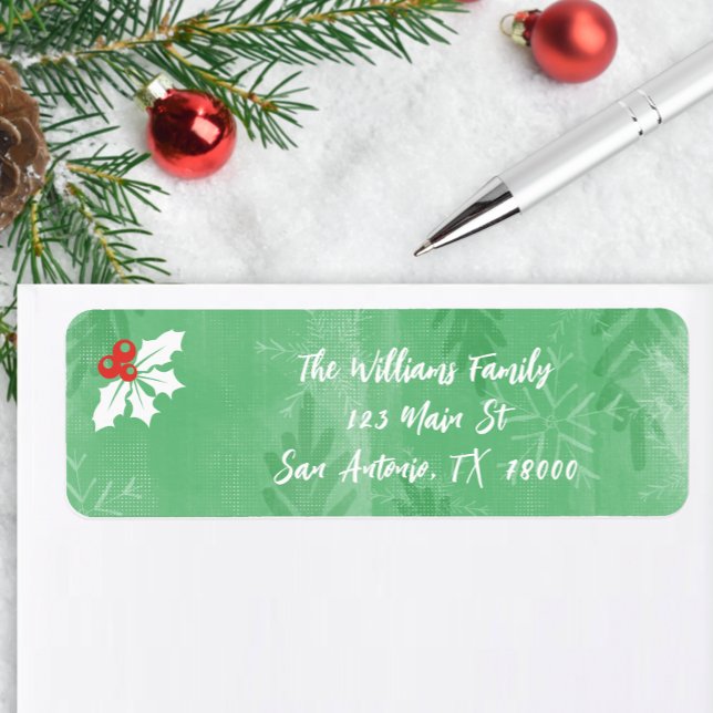 Green Christmas Return Address (Green and White Christmas Return Address Stickers)