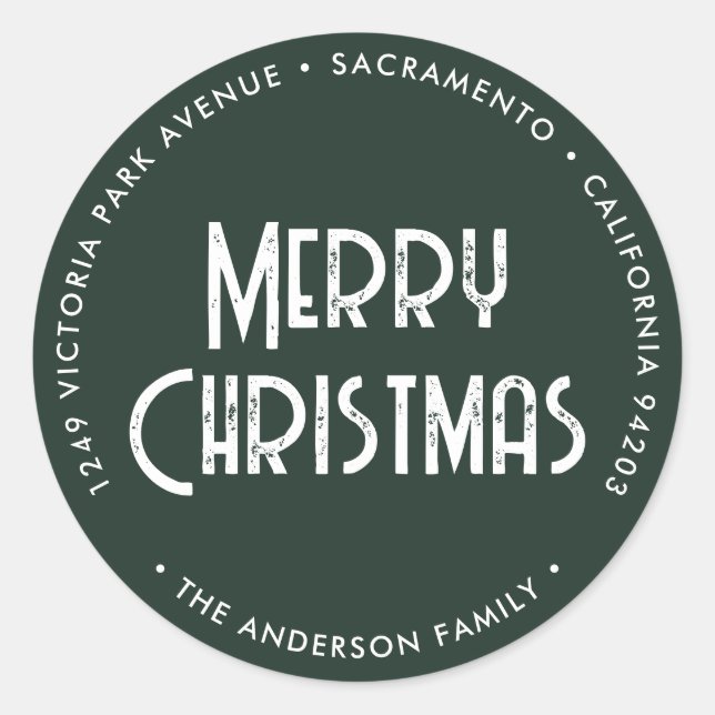 Green Christmas Return Address Labels (Front)