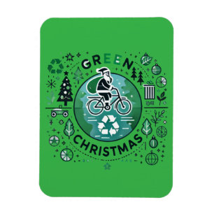 Green Christmas - Santa and Recycling Design Magnet