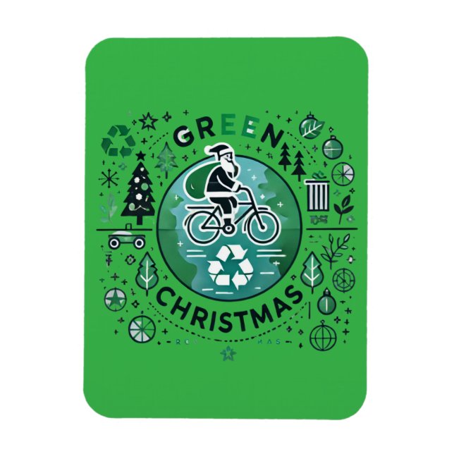 Green Christmas - Santa and Recycling Design Magnet (Vertical)
