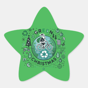 Green Christmas - Santa and Recycling Design Star Sticker