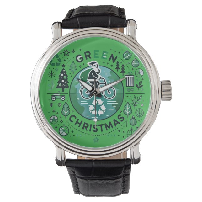 Green Christmas - Santa and Recycling Design Watch (Front)