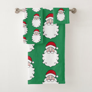 Green Christmas Santa Claus Bath Towels Set Gift