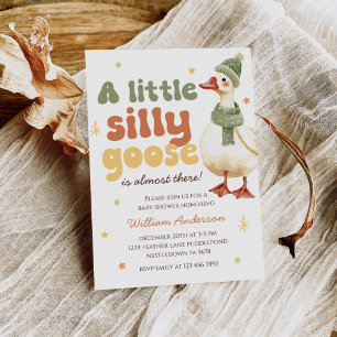 Green Christmas Silly Goose Baby Shower Invitation