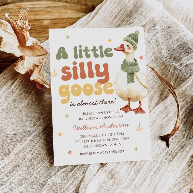 Green Christmas Silly Goose Baby Shower Invitation (Creator Uploaded)