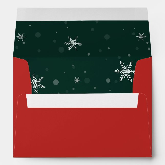 Green Christmas Snow Flakes Envelope (Back (Bottom))