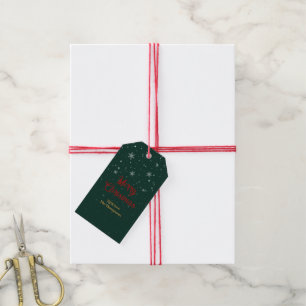 Green Christmas Snow Flakes Gift Tags