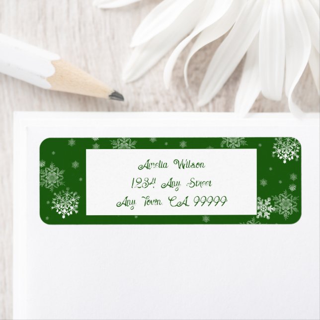 Green Christmas Snowflakes Label (Insitu)