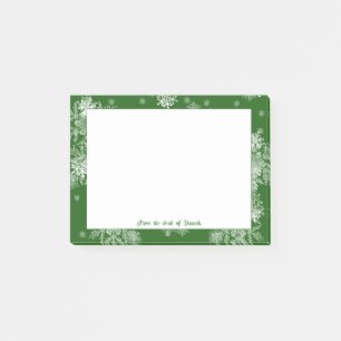 Green Christmas Snowflakes Personalised Notes