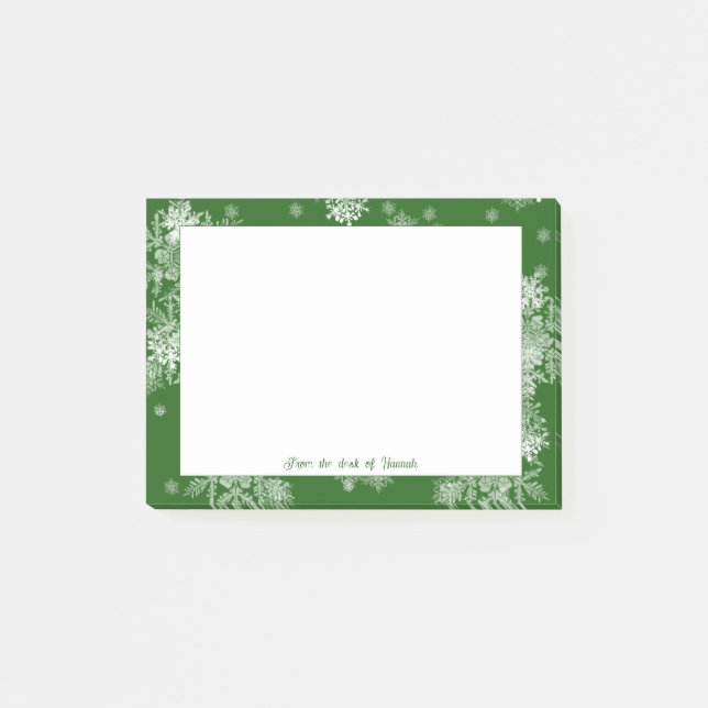 Green Christmas Snowflakes Personalised Notes (Front)