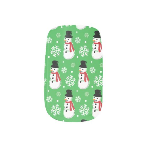 Image of Green Christmas Snowman Minx Nail Wraps