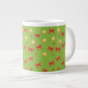 Green Christmas Stars & Bows Mug