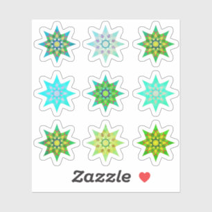 Green Christmas Stars colourful sticker pack