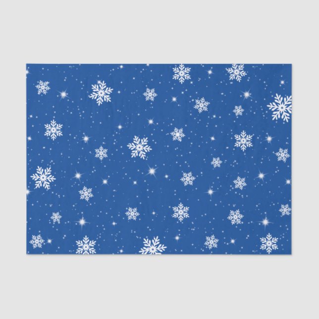 Green Christmas Stars Snowflakes Pattern Tissue Paper (Front)