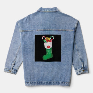 Green Christmas Stocking Denim Jacket
