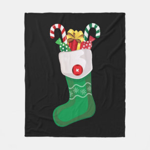 Green Christmas Stocking Fleece Blanket