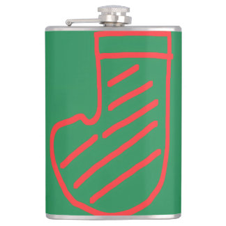 Green Christmas Stocking on Green Hip Flask